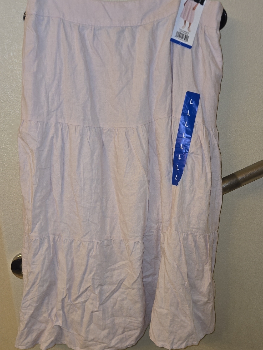 Large Matty M Light Pink (Tag Says Light Purple) Tiered Maxi Skirt w/ Pockets.
